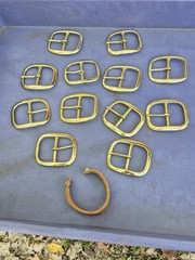 Lot of 21 (x9)CHROME FINISH & (x12)SOLID BRASS BELT BUCKLES FITS 1 »-1.25 »Belt