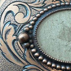 Western Floral Scroll Belt Buckle Copper Tone Beaded Oval Center DIY