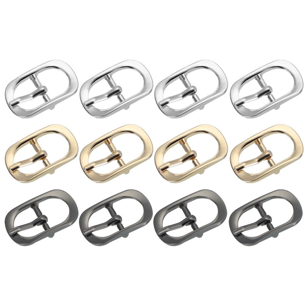 12 Pcs Black/Silver/Light Gold 0.6&Prime; Single Prong Belt Buckle Roller Pin Buckle