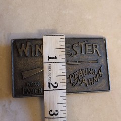 Vintage Solid Brass Belt Buckle Winchester Repeating Arms New Haven CT