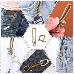 2 Pcs Fish Hook Key Chains, Vintage Keychain Retro Clip for Wallet Purse Brass