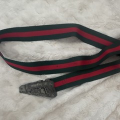 Train Locomotive Metal Belt Buckle Silver Red Green Striped Fits 1.5in
