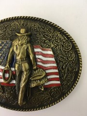 Cowgirl Belt Buckle American West Cow Girl USA Flag
