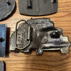5 Vintage Brass Belt Buckles Levi’s Chevrolet Strohs Semi Trucking Made In USA