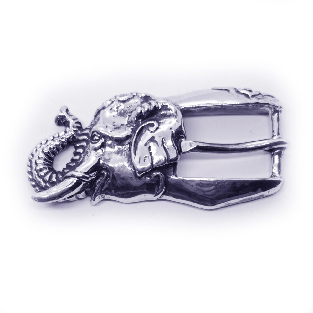 Elephant Head Sterling Silver Belt Buckle