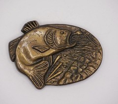Vintage Bass Fish Belt Buckle Brass Tone Wildlife Fishing Jumping Bass Oval