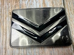 Two Stacked Chevron Shapes? Black Enamel Stripes G Letter Belt Buckle