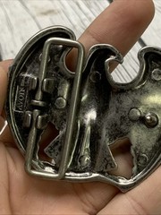 Vintage AVON Signed Pewter Tone American Eagle 1980s Belt Buckle Patriotic