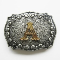 3-D INITIAL LETTER  » A  » RODEO COWBOY WESTERN BELT BUCKLE