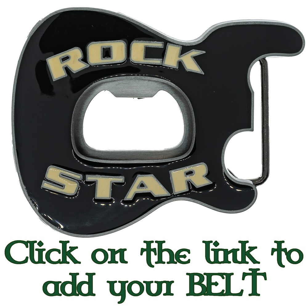 Rock Star Guitar Belt Buckle Biker Rock Musician Music Chrome Metal