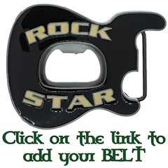Rock Star Guitar Belt Buckle Biker Rock Musician Music Chrome Metal