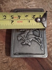 Vintage Belt Buckle Western Steer Wrestling Cowboy Rodeo Pressed 70s
