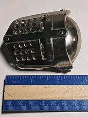 Vintage Knights Helmet & Skull BELT BUCKLE Medieval Armor Heavy Silver-Tone