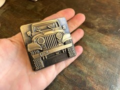 Vintage Brass Jeep Wrangler Belt Buckle 1970s Auto Lover Western Fashion