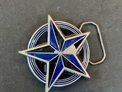 2002 Great American Products Back Star Coming From Round Pewter Belt Buckle