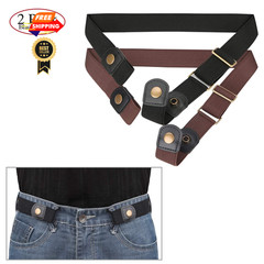 XZQTIVE No Buckle Invisible Fits waist size 36&Prime;-50&Prime;, 2 Pack Black&brown