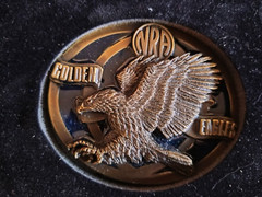NRA Golden Eagle Belt Buckle, Original Box