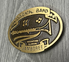 Vintage Oriental Band Jamboree Belt Buckle Rockford Illinois 1988 Oval 80s