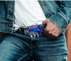 Blue Enamel Guitar Head Belt Buckle Musician Western other Colors Available