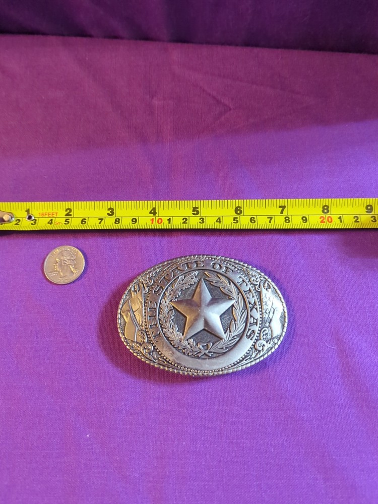 Texoma Leather & Brass – The State of Texas Flag Star Silver Belt Buckle