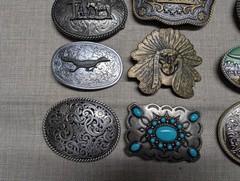 vintage LOT OF 15 belt buckles WESTERN native american RODEO cowboy HORSE
