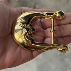 Barry Kieselstein cord sterling 925 gold vermeil moon face buckle