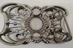 Vintage Goth Themed Metal Belt Buckle Rhinestones & Black Gems Fits 1.5 Hook