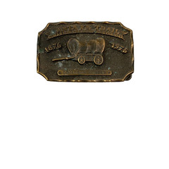 Vintage 1976 Santa Fe Trail Cimarron Kansas Centennial 3D Metal Belt Buckle