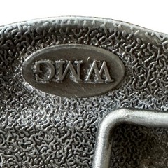 Vintage WMG Western Belt Buckle Initial K Cowboy Rodeo Floral Scroll Rope Edge