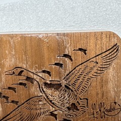 Vintage 1977 Lasercraft Laser Engraved V Formation Geese Duck Theme Belt Buckle