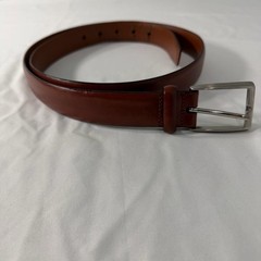 Men&rsquo;s Handcrafted Genuine Leather Brown Leather Belt Silver Buckle