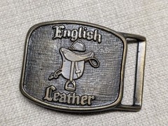 1970s vintage ENGLISH LEATHER belt buckle BRASS western SADDLE cowboy