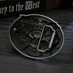 Fire Department Men&rsquo;s Cowboy Belt Buckle • Fireman • Fire Fighter • Red Enameled
