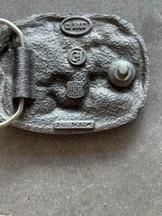 Vintage 1986 C&J Enamel Family Farm Scene Pewter Belt Buckle American Tradition