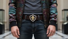 Men Women Belt Buckle Silver Metal Gold Fleur De Lys Lily French Sexy Fancy Cool