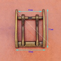 Sturdy Antique Brass Double Pin Prong Leathercraft Belt Buckle Fits 45mm Strap