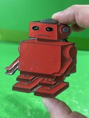 DIECUT ROBOT ART Red PEWTER BELT BUCKLE 2008 Great American Products.