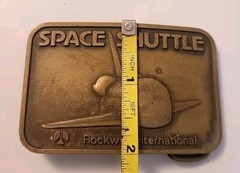 Vintage Space Shuttle Rockwell International Brass Belt Buckle