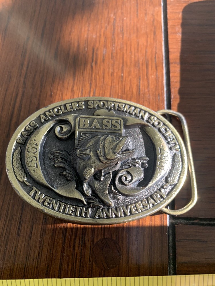 Vintage 1987 Bass Anglers Sportsman Society Twentieth Anniversary Belt Buckle