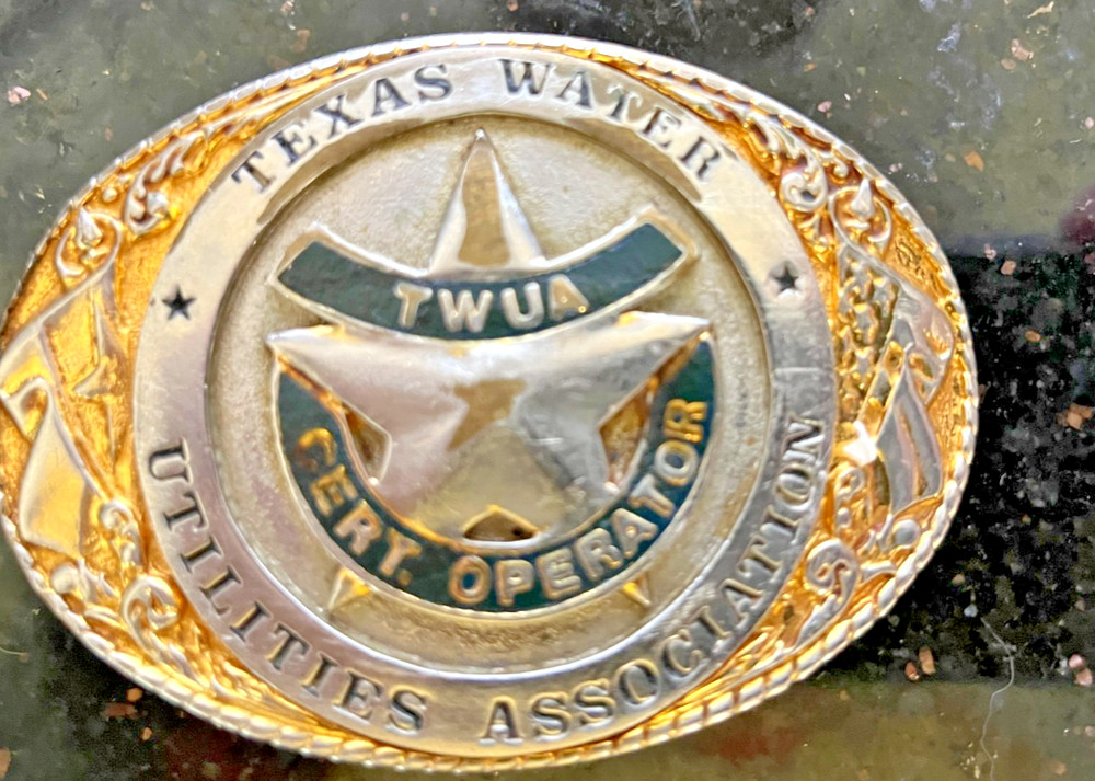 Texas Water Utilities Assc Vintage Brass Belt Buckle Creative Casting Denison