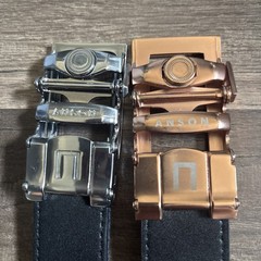 2 Anson Belt & Buckle Men&rsquo;s green and blue Ratchet Belt Silver and gold 32-34