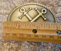 CROSSED ANCHOR BELT BUCKLE, 3&Prime; BRASS FINISH (NEW IN PACKAGE)