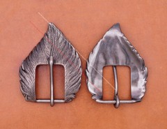 Men Heavy Long Silver Leathercraft 2pc Set Feather Belt Buckle Fits 31mm Strap