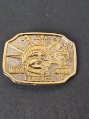 VTG Statue of Liberty Belt Buckle 100 Years of Liberty 1886-1986 Anniversary USA