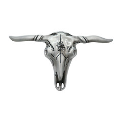Men Western Fashion Silver Metal Belt Buckle Long Horn Texas Cow Big Bull Skull