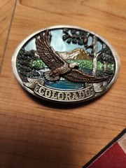 1986 Vintage C & J Inc. Eagle Soaring Colorado Belt Buckle