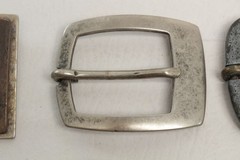 Lot of 9 Assorted Belt Buckles 1.5” Silvertone Brass Studded Removable Crafter