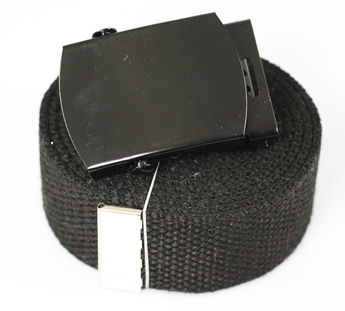 « PLAIN BLACK » MILITARY CANVAS WEB BELT & BUCKLE 60 INCHES