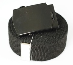 « PLAIN BLACK » MILITARY CANVAS WEB BELT & BUCKLE 60 INCHES