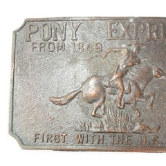 Vintage Pony Express From 1849 Belt Buckle Western Cowboy Horse US Mail Bronze